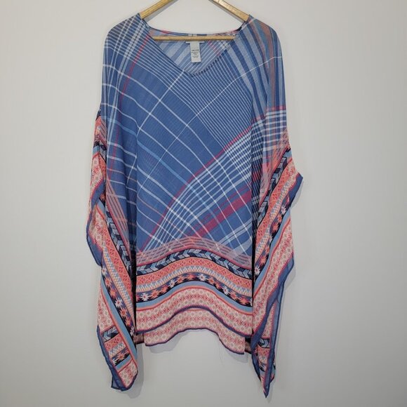 Catherines Other - Catherines One Size Multicolor Kaftan Kimono Southwestern Boho Lightweight Geo